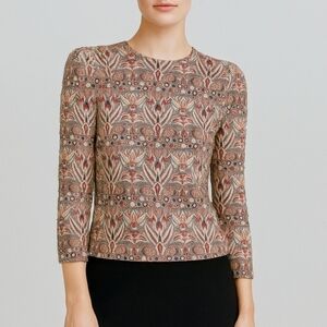 Zara Metallic Embroidered Sweater Top